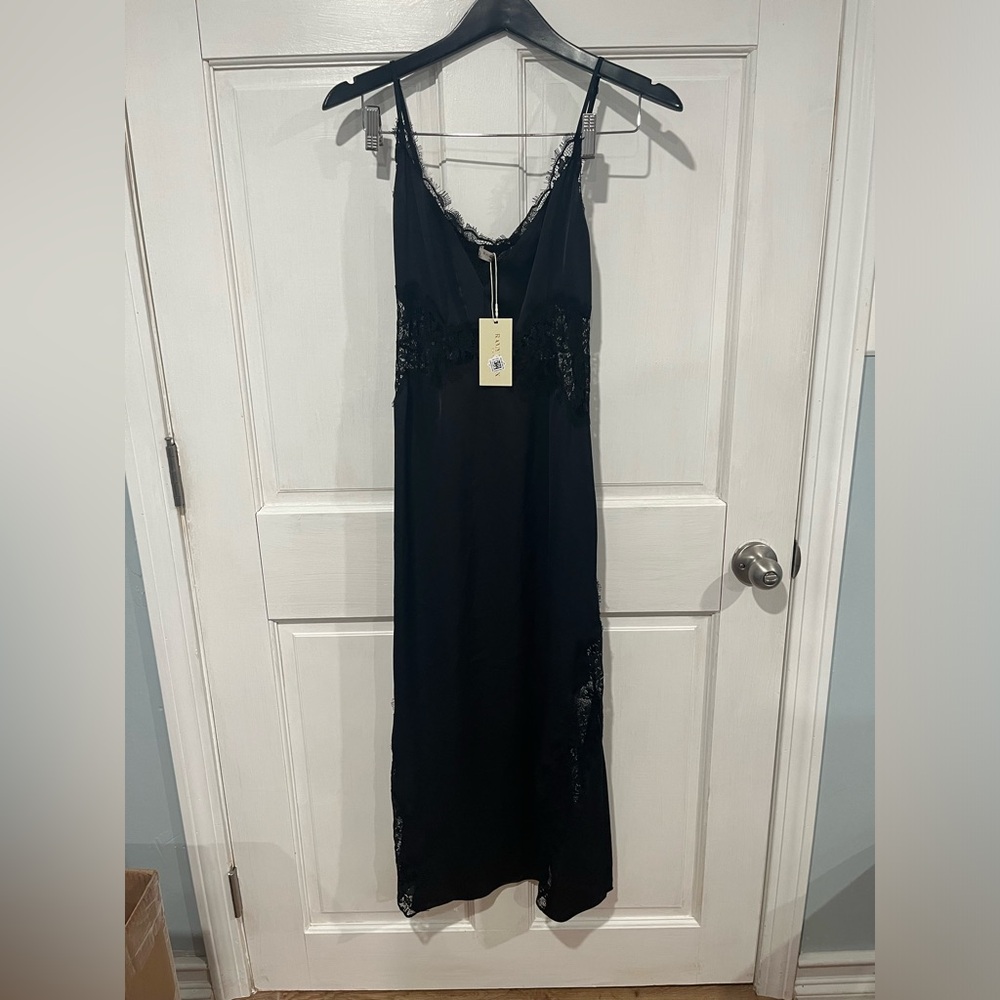 ramy brook maren lace trim satin slip dress | size 8 - Picture 2 of 5